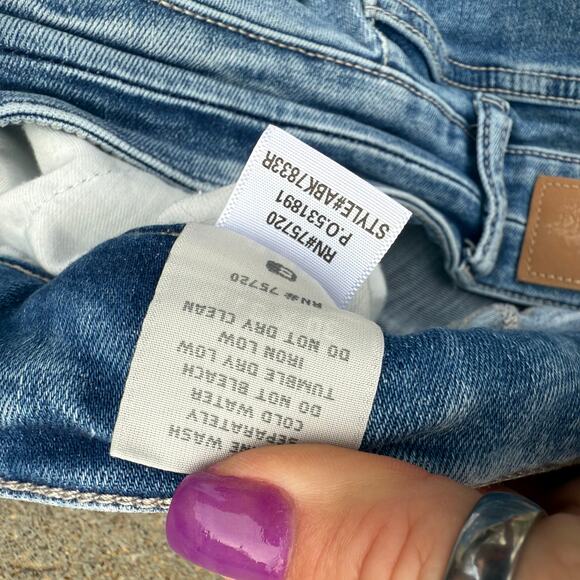 Buckle BKE Payton Universal Fit Mid Rise Boot Cut Frayed Knee Blue Jeans 30R - Picture 5 of 9